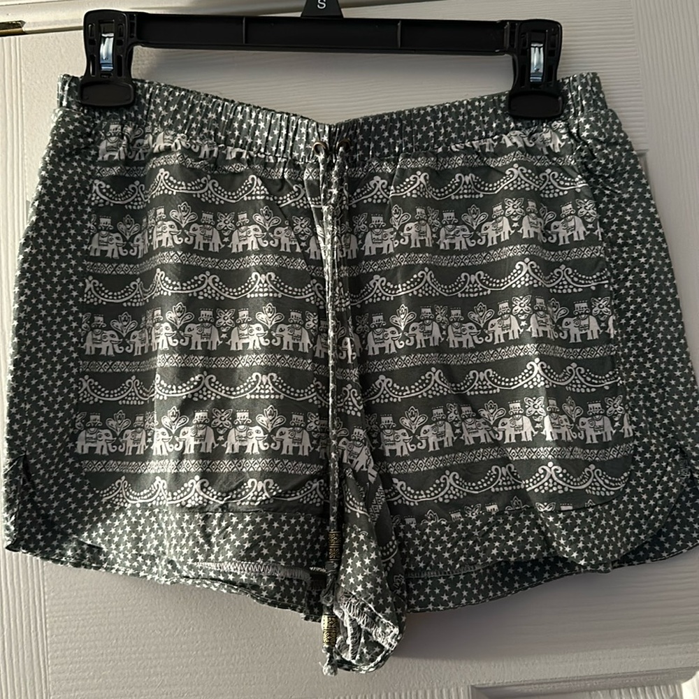 Pink Republic army green shorts with elephants